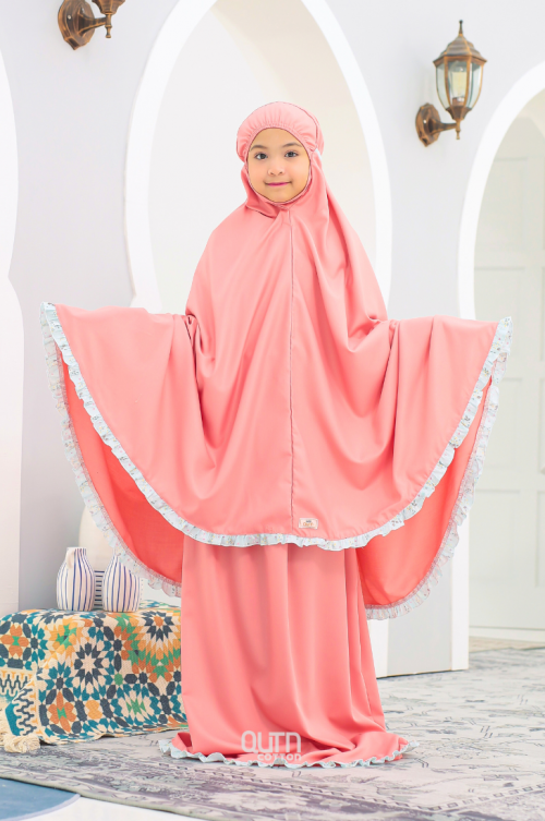 Telekung Hanna in Amber Peach