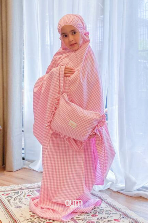 Telekung Safira Checkered in Pink