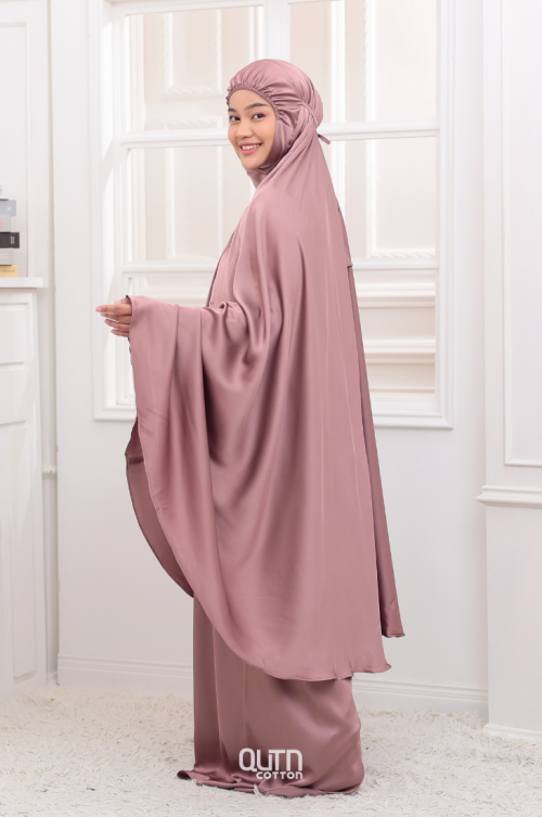 Telekung Jasmine in Dusty Pink