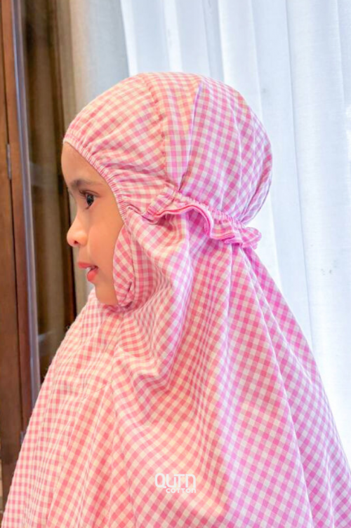 Telekung Safira Checkered in Pink