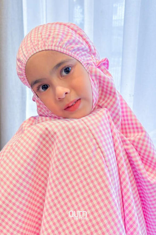 Telekung Safira Checkered in Pink