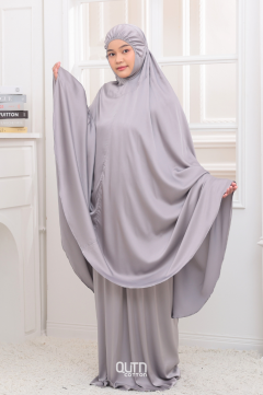 Telekung Jasmine in Silver Grey