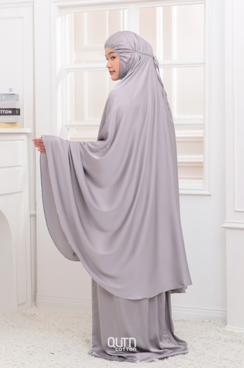 Telekung Jasmine in Silver Grey