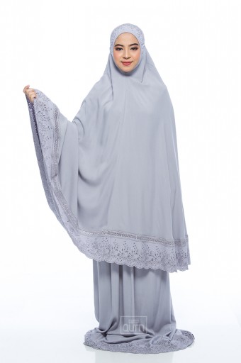 Telekung Safiyya Premium in Light Grey