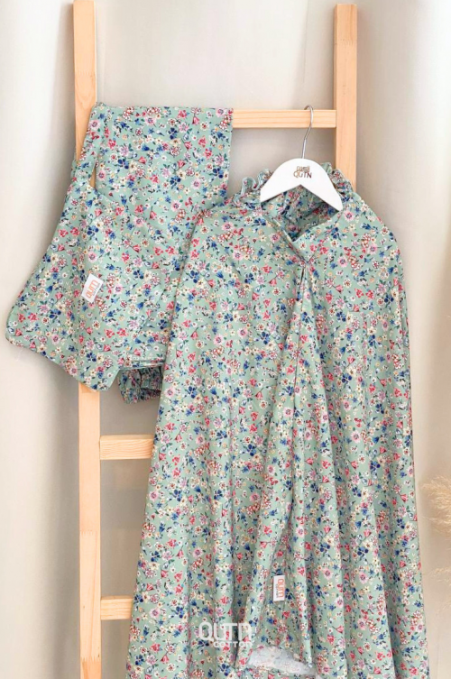 Telekung Dahlia in Sage Green