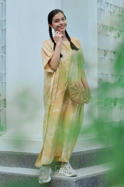 Kaftan Tie Dye in Bamboo Yellow