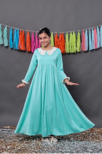 Madeline Dress in Aqua Turquoise