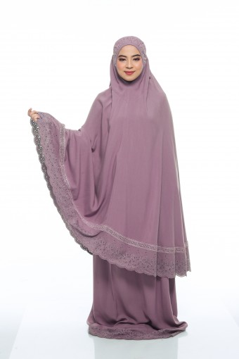 Telekung Safiyya Premium in Dusty Purple